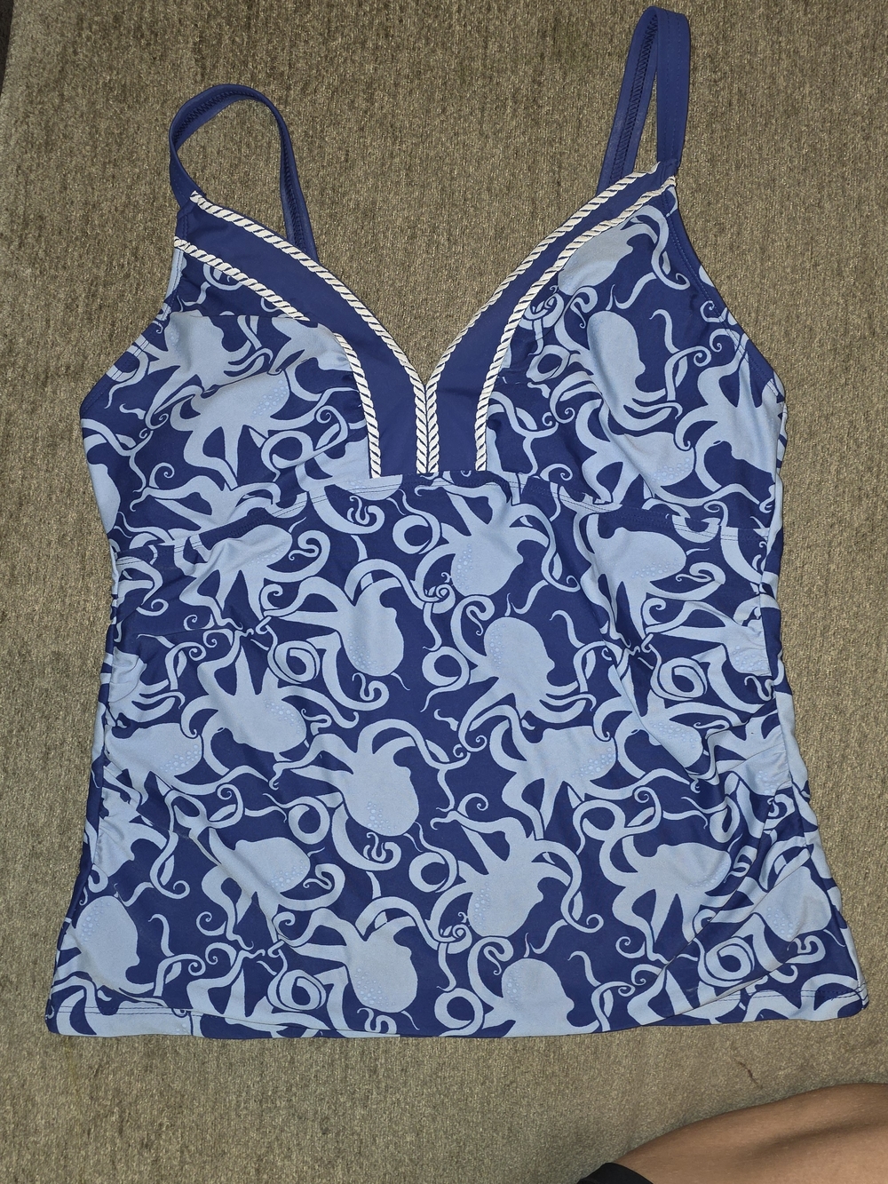 Talbots Cabana Life Women’s Blue Octopus Print Tankini Swim Top Large